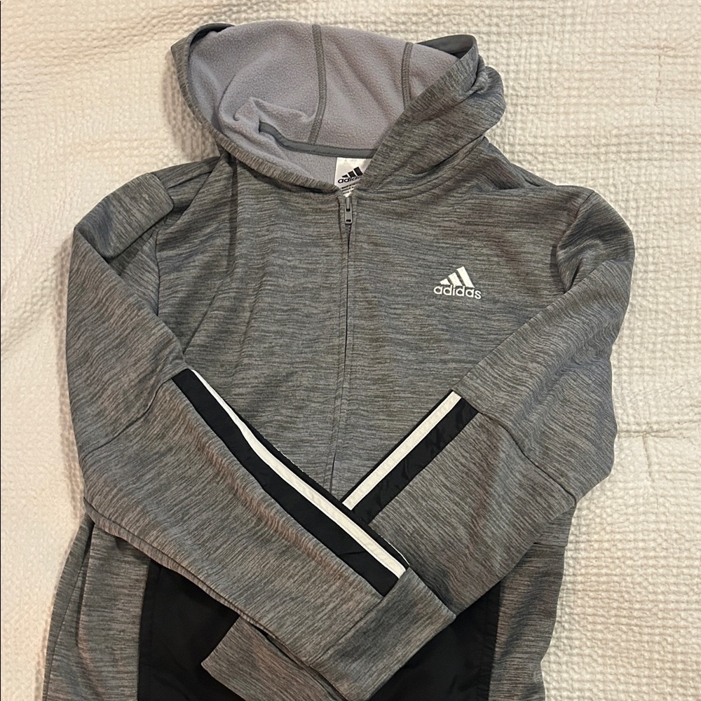 Adidas Kids Heather Gray Zip-Up Hoodie